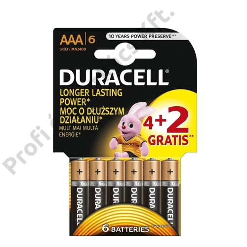 Duracell Basic Alkáli Mikro Elem AAA (1,5V) 4+2 db