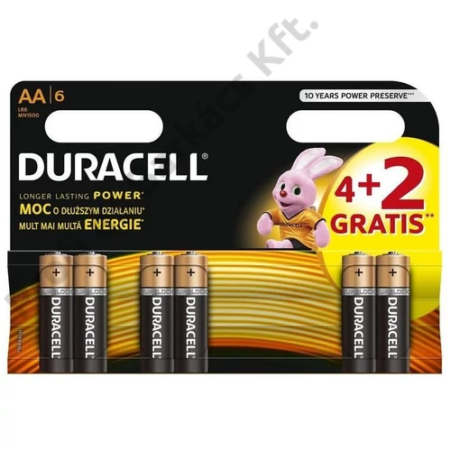 Duracell Basic Alkáli Mikro Elem AA (1,5V) 4+2 db