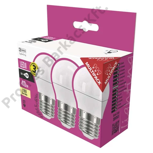 Emos led izzó classic kisgömb melegfehér 6W