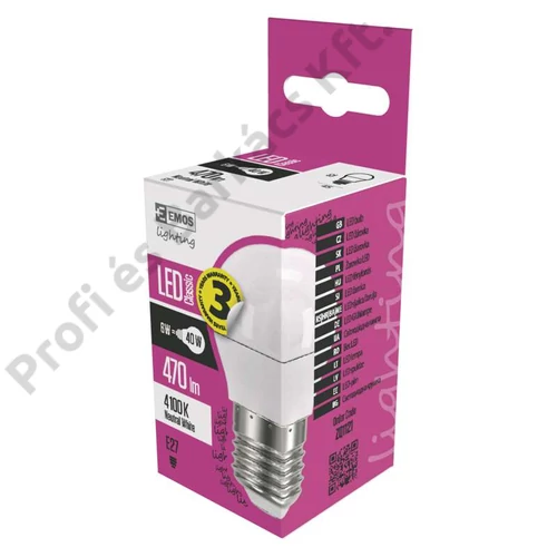 Emos led izzó classic kisgömb természetes fehér 6W