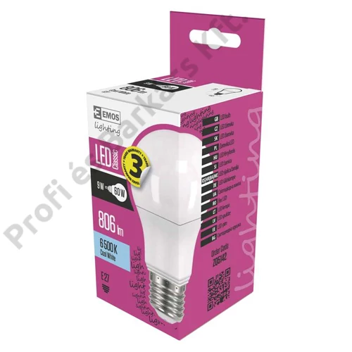 Emos led izzó classic A60 hideg fehér 9W