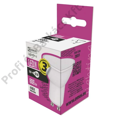 Emos led izzó classic MR16 GU10 természetes fehér 9W