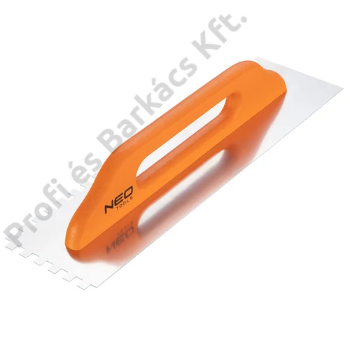 Acél simító, fogazott, rozsdamentes, 480x128mm, 10x10x10mm, fa markolat